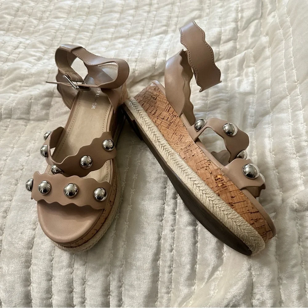 Marc fisher studded Beige Platform Sandals sz 7.5‎